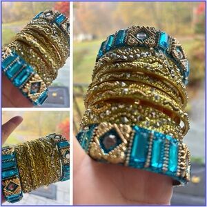 Sea green and Blue traditional Beaded Bangles! 2.5 sz